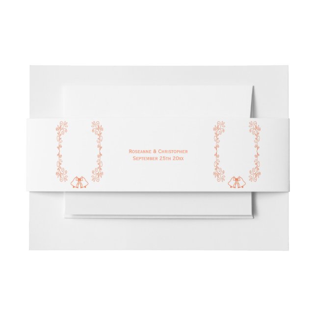 Coral Bells Scrollwork Design Wedding Invitation Belly Band (Front Example)