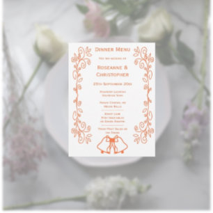 Coral Bells Scrollwork Design Wedding Menu