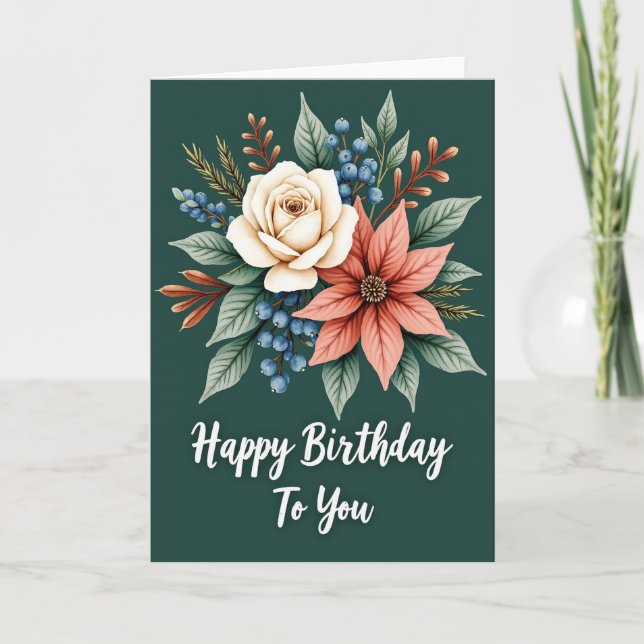 Coral Berry Birthday Card (Front)