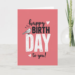Coral Bird Birthday Card