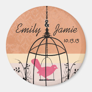 Coral Bird Cage Wedding Magnets or Customise