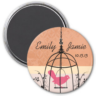 Coral Bird Cage Wedding Magnets or Customise