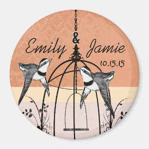 Coral Bird Cage Wedding Magnets or Customise