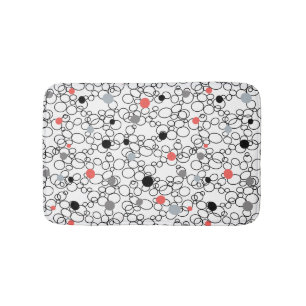 Coral Black White Circles, Dots Bath Mat