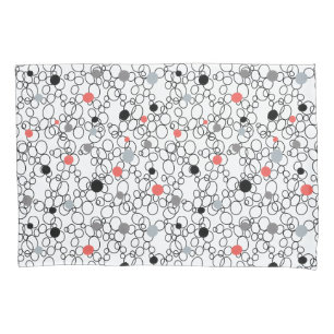 Coral Black White Circles, Dots Pillowcase