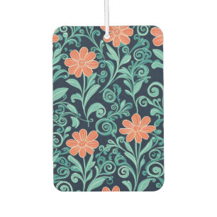 Coral Bloom Swirl Modern Vector Floral Car Air Freshener