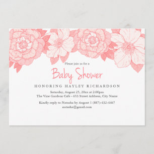 Coral Blooming Baby Shower Invitation