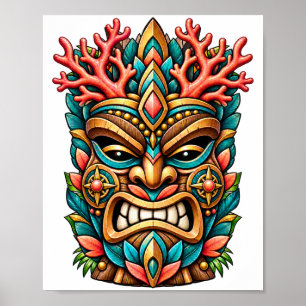 Coral Blossom Tiki Poster
