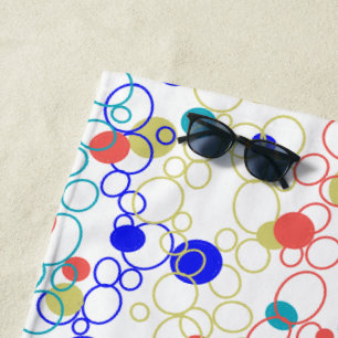 Coral Blue Aqua Lime Green Circles Dots Beach Towel