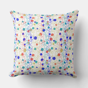 Coral Blue Aqua Lime Green Circles Dots Cushion