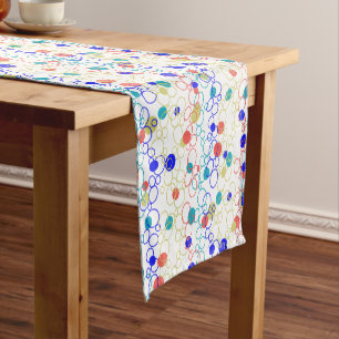 Coral Blue Aqua Lime Green Circles Dots Short Table Runner