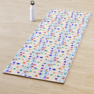 Coral Blue Aqua Lime Green Circles Dots Yoga Mat