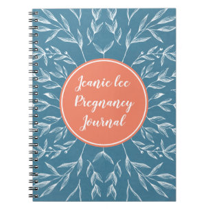 Coral & Blue Custom Pregnancy Journal