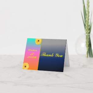 Coral Blue Daisy Personal Thank You Notecard
