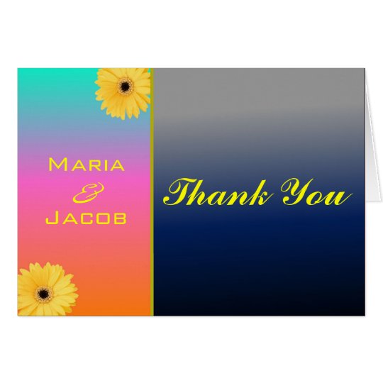 Coral Blue Daisy Personal Thank You Notecard