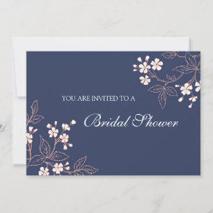 Coral Blue Floral Bridal Shower Invitation Cards