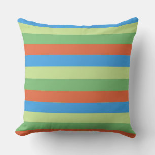 Coral Blue Green Modern Stripes Cushion