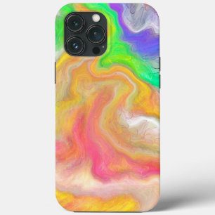 Coral, Blue, Green, Pink Abstract Fluid Art   iPhone 13 Pro Max Case