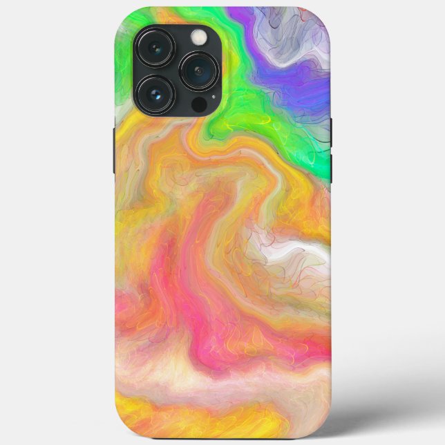 Coral, Blue, Green, Pink Abstract Fluid Art   Case-Mate iPhone Case (Back)