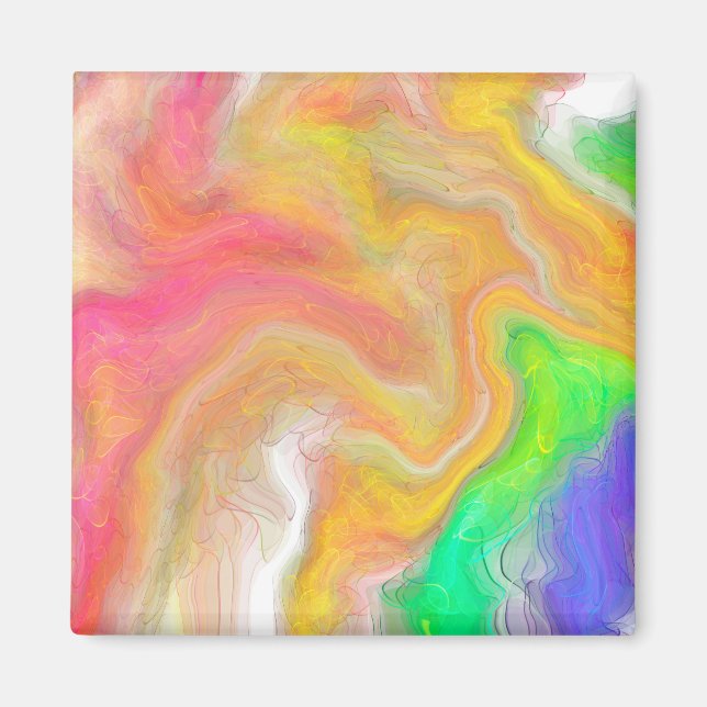 Coral, Blue, Green, Pink Abstract Fluid Art  Magnet (Front)