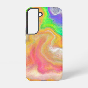 Coral, Blue, Green, Pink Abstract Fluid Art   Samsung Galaxy Case