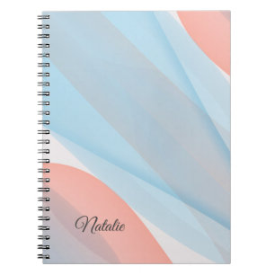 Coral blue  minimal name Spiral Photo Notebook