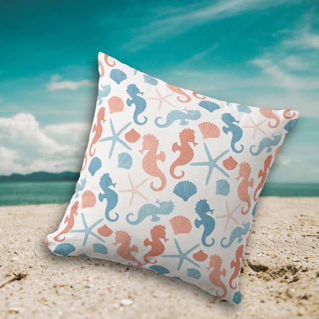 Coral Blue Nautical Pattern Cushion (Creator Uploaded)