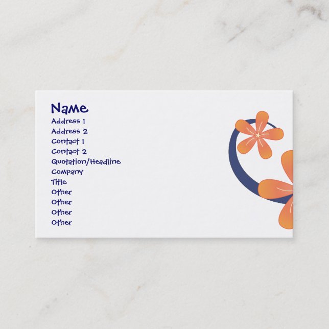 Coral Blue Tropical Design Business Card (Front)
