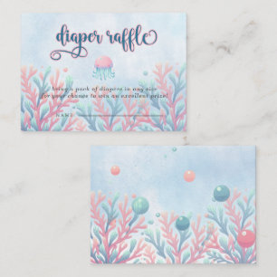 Coral Blue Under The Sea Marine Life Diaper Raffle Enclosure Card