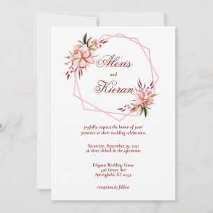 Coral & Blush Geometric Hoop Wedding Invitation