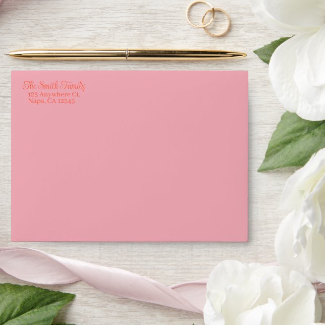 Coral Blush & Tomato Red Wedding Customisable  Envelope (Wedding)