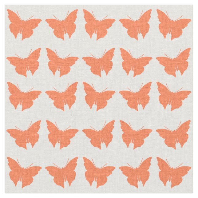 Coral Bold Mod Butterflies Fabric (Close Up)