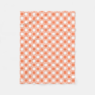 Coral Bold Mod Squares Fleece Blanket