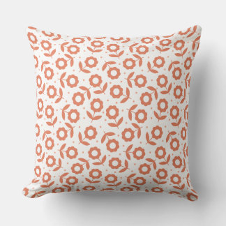 Coral Botanical Warm Monochromatic Floral Pattern Cushion