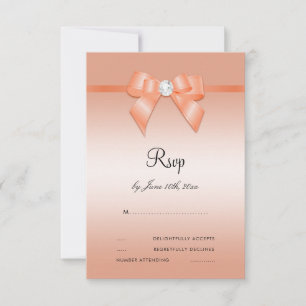 Coral Bow & Ribbon 35th Wedding Anniversary RSVP Card