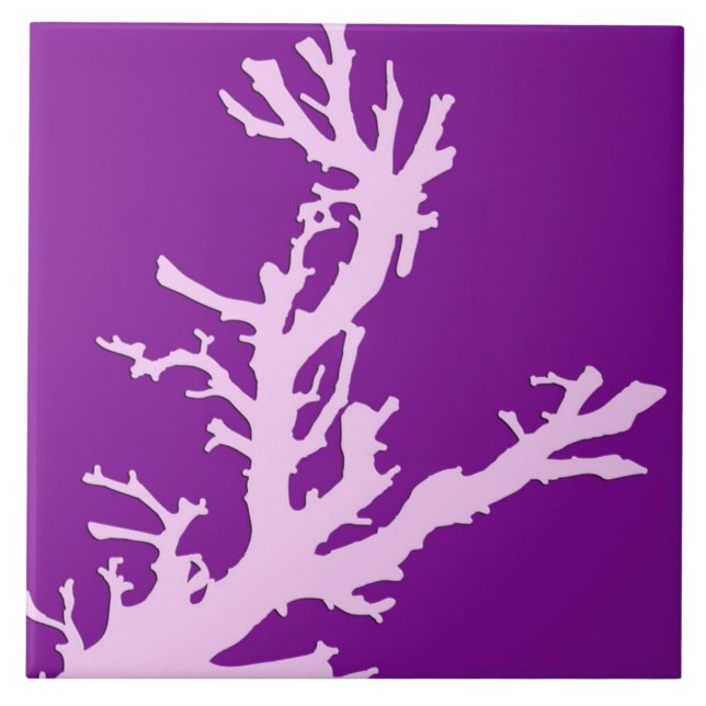Coral branch - amethyst and orchid ceramic tile (Front)