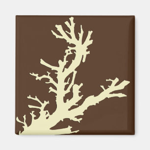 Coral branch - cocoa brown and beige magnet