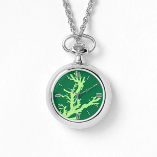 Coral branch - lime and emerald green watch