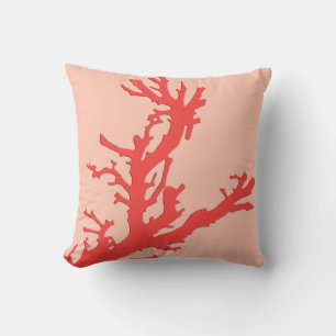 Coral branch - shades of coral orange cushion
