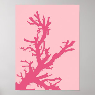 Coral Branch, Shades of Coral Pink Poster