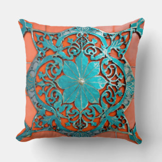 Coral Breeze: Art Nouveau Tiled Motif in Aluminium Cushion