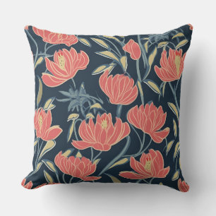Coral Breeze Floral Cushion