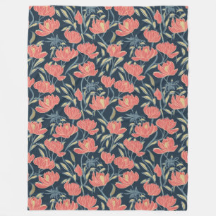 Coral Breeze Floral Fleece Blanket