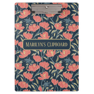 Coral Breeze Floral Personalised Clipboard