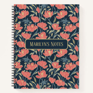 Coral Breeze Floral Personalised Notebook