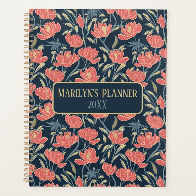 Coral Breeze Floral Personalised Planner (Front)