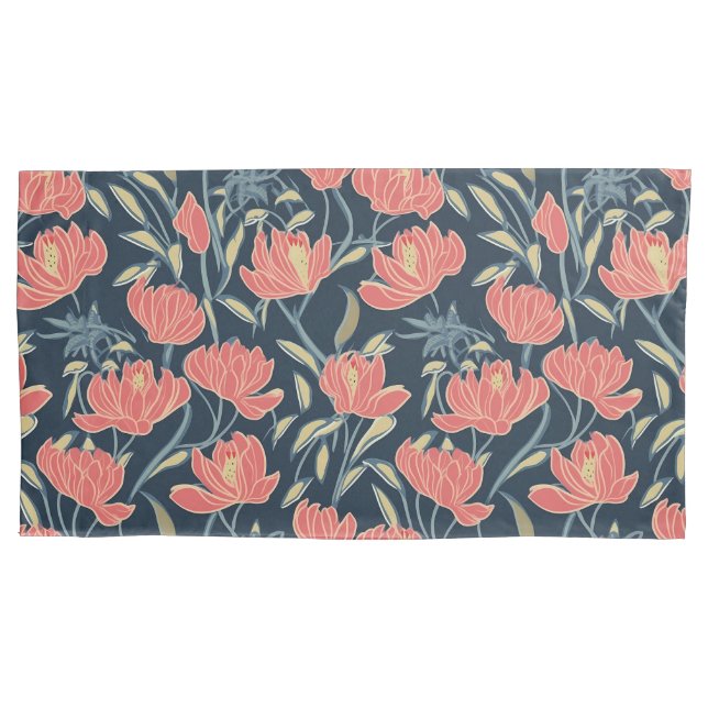 Coral Breeze Floral Pillowcase (Front-Left)