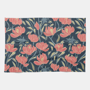 Coral Breeze Floral Tea Towel