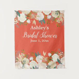 Coral Bridal Shower Photo Booth Backdrop Chic Prop Tapestry