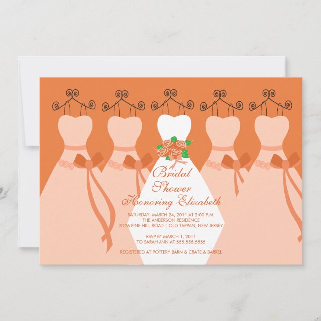 Coral Bride Bridesmaids Bridal Shower Invitation (Front)